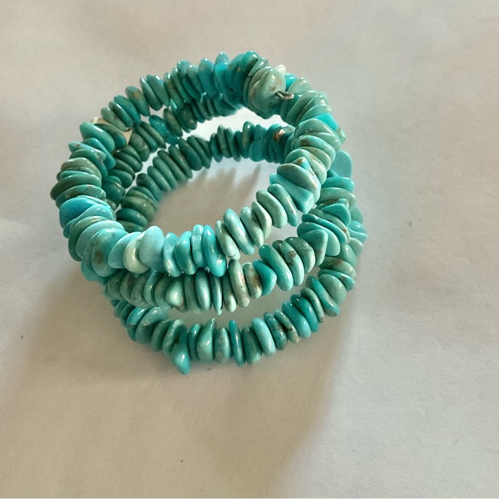Navajo Turquoise Beaded Coil Cuff Bracelet